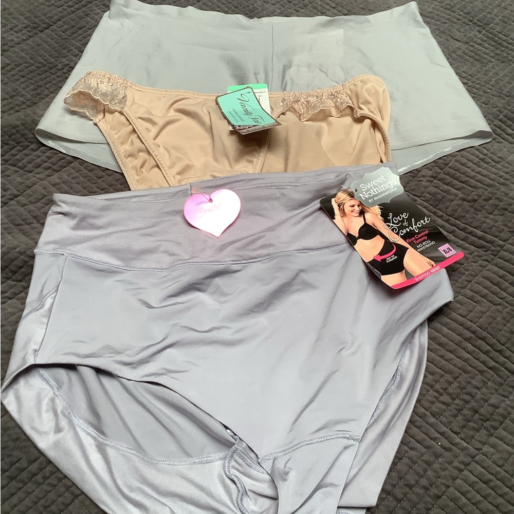 Women’s High-Waist Shapewear Briefs - Light Gray & Beige. 451